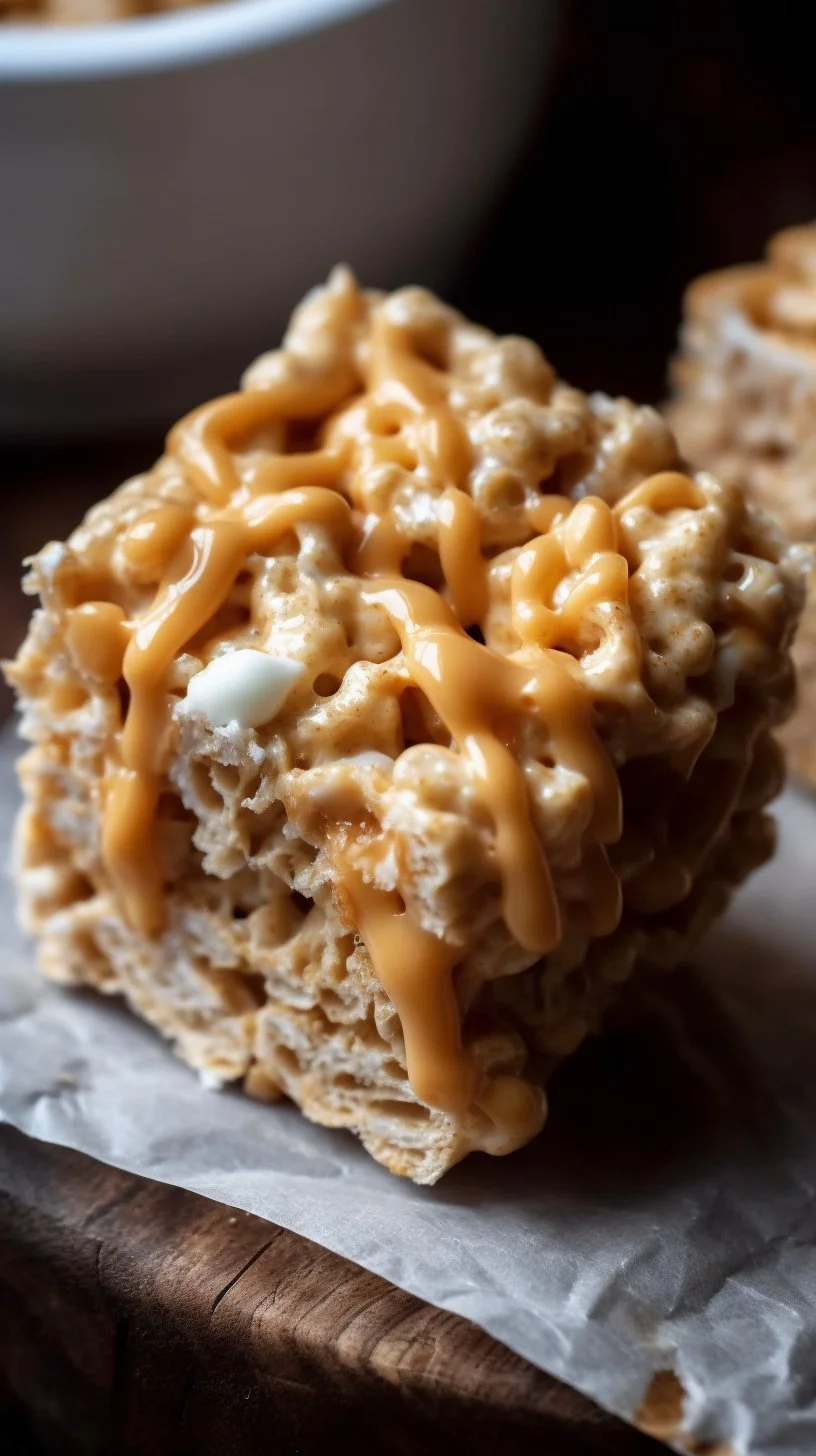 Brown Butter Dulce de Leche Rice Krispie Treats freshly made and ready to enjoy