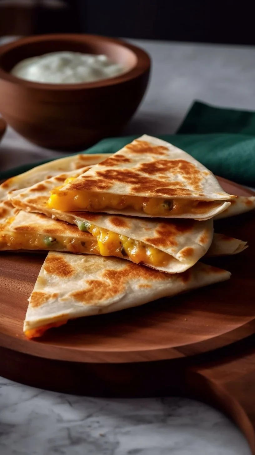 Delicious cheesy dill pickle quesadilla served on a plate