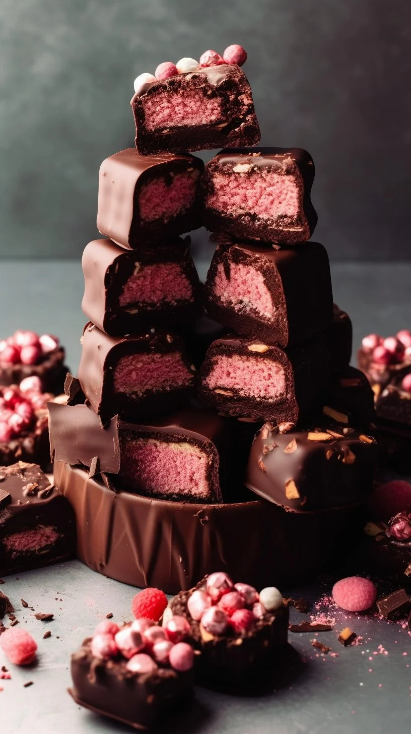 Delicious chocolate covered strawberry bars on a decorative plate