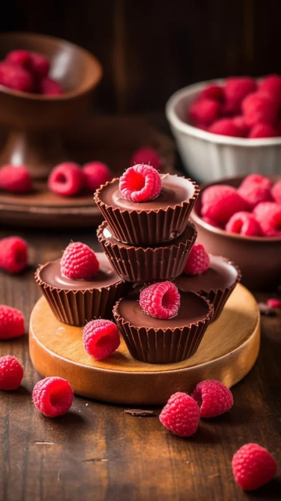 Decadent Chocolate Raspberry Cups ready to enjoy.