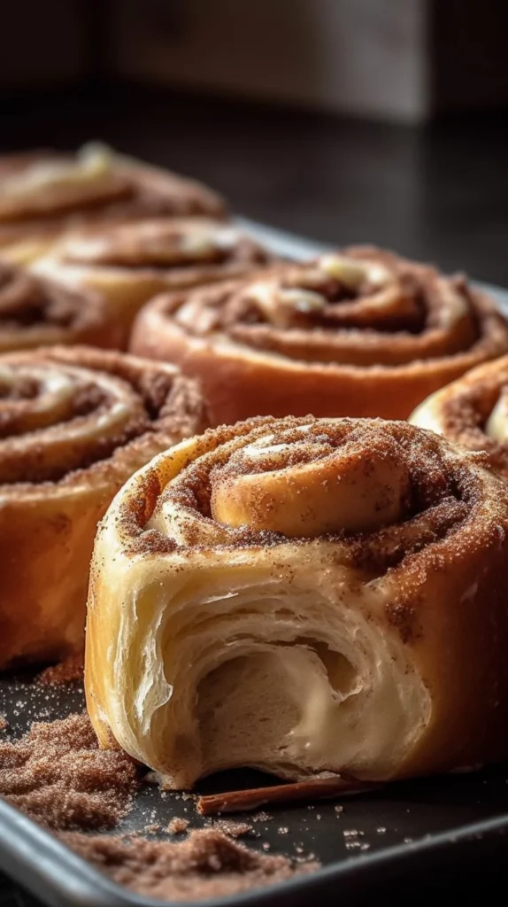 Delicious cinnamon cream cheese filled rolls on a plate.