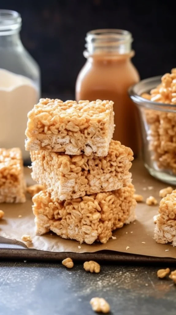 Cinnamon Rice Krispies Treats made with marshmallows and cinnamon sugar.