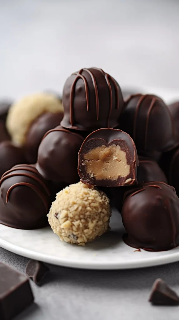 Coconut cream stuffed dates covered in rich chocolate, a delectable treat.