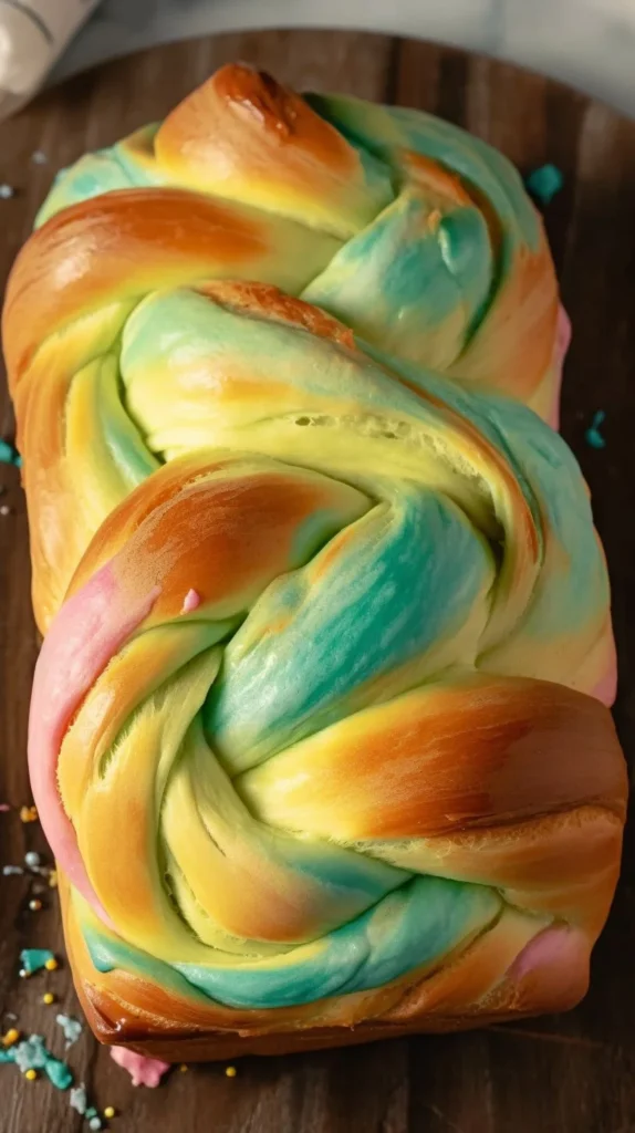 Cream cheese babka slice on a plate with a fork