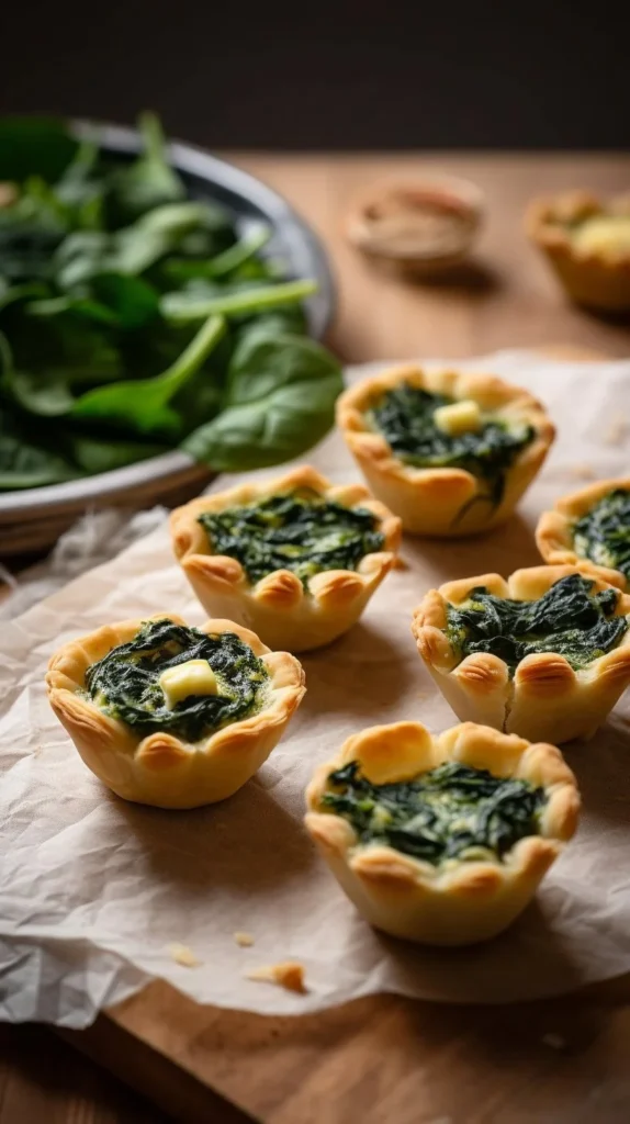 Cream cheese spinach puffs served on a platter for a tasty snack.