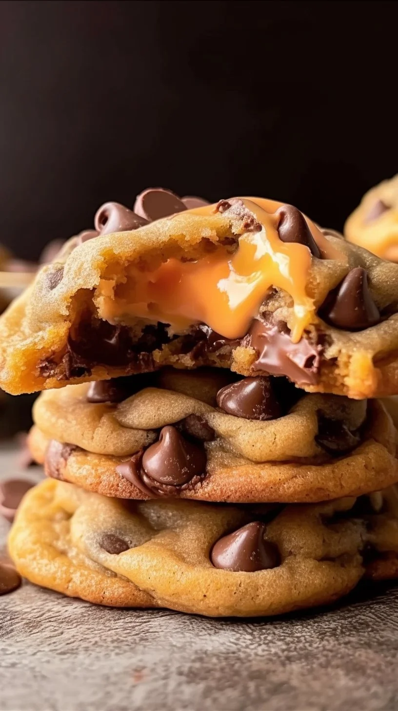 Delicious homemade Creme Egg Cookies with chocolate and gooey filling