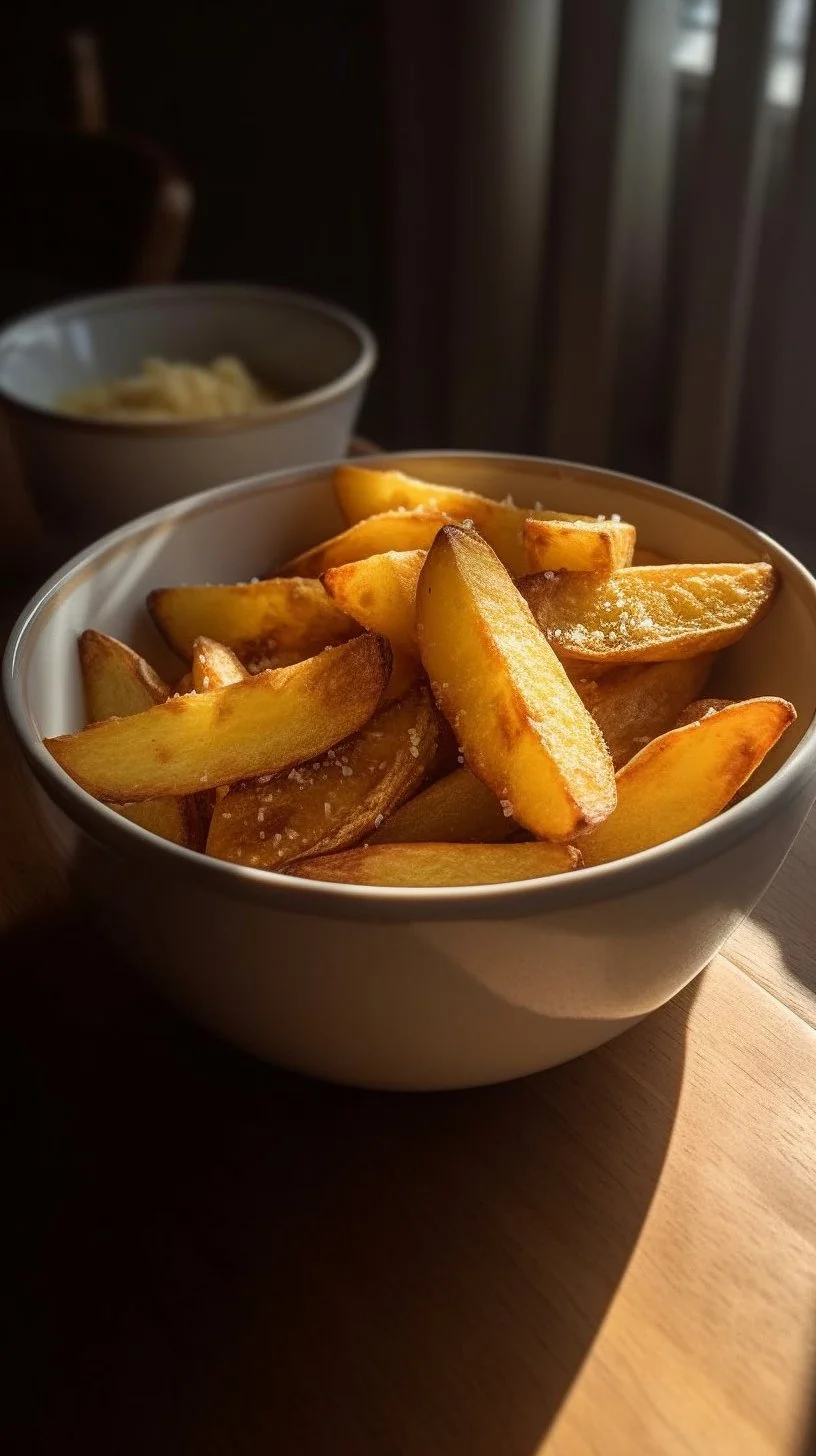 Crispy air fryer apple fries served in a bowl