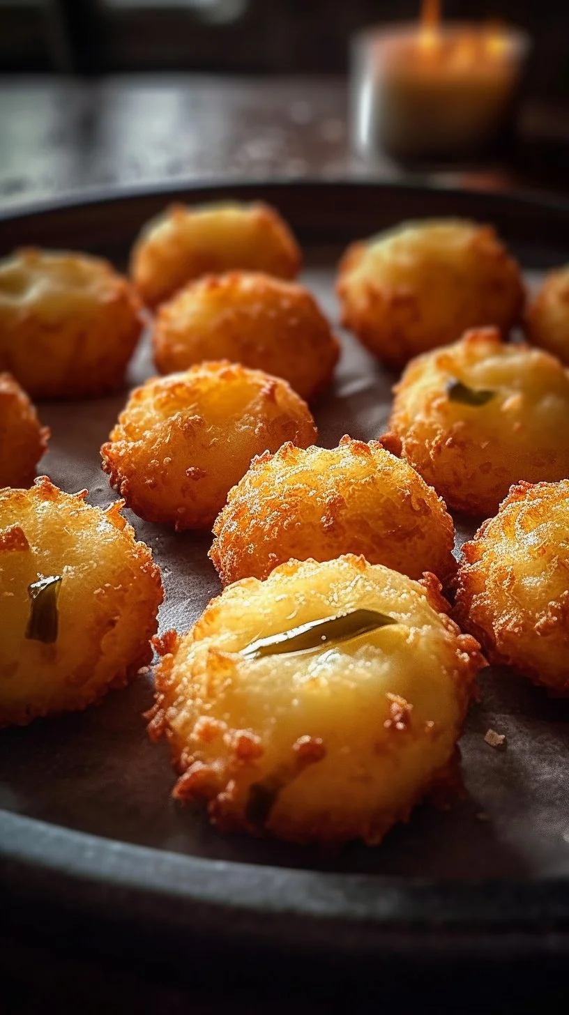 Crispy pickle cheese bites served as a delicious snack.