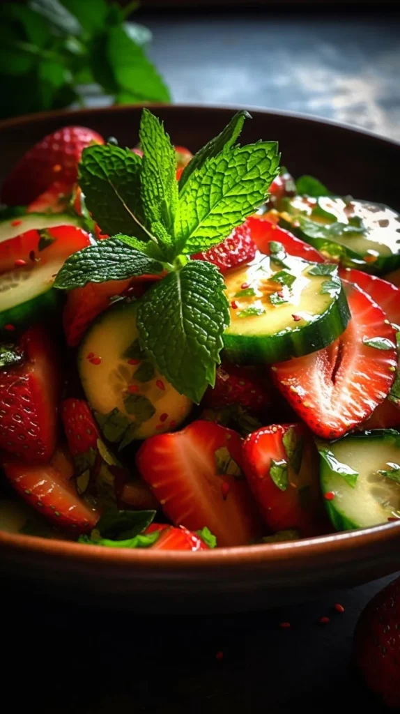 Cucumber Strawberry Salad with fresh cucumbers and ripe strawberries