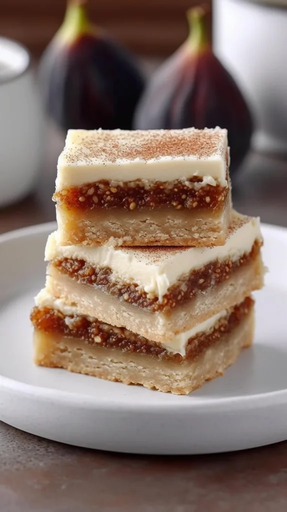 Delicious fig cream cheese bars served on a plate