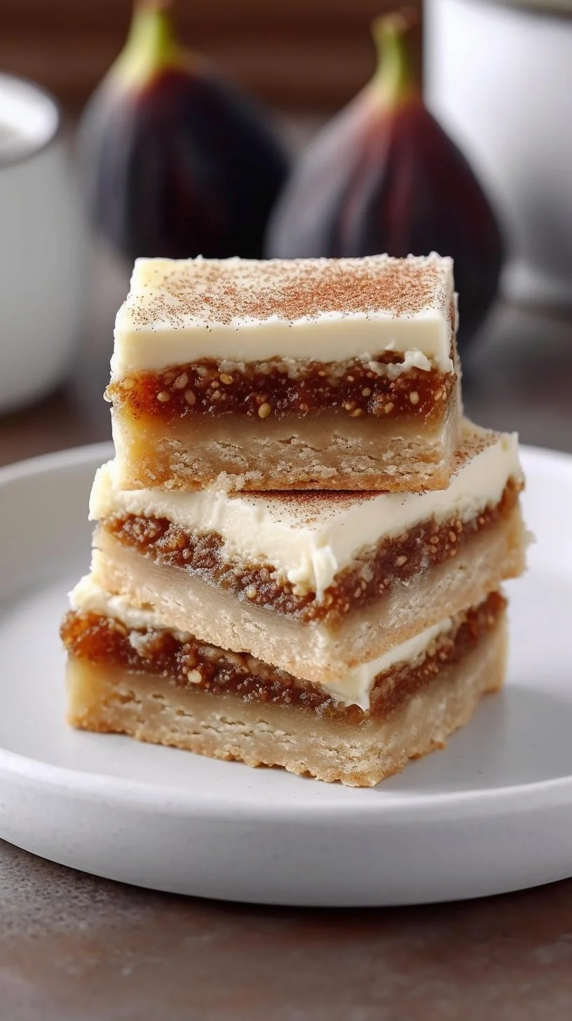Delicious fig cream cheese bars served on a plate