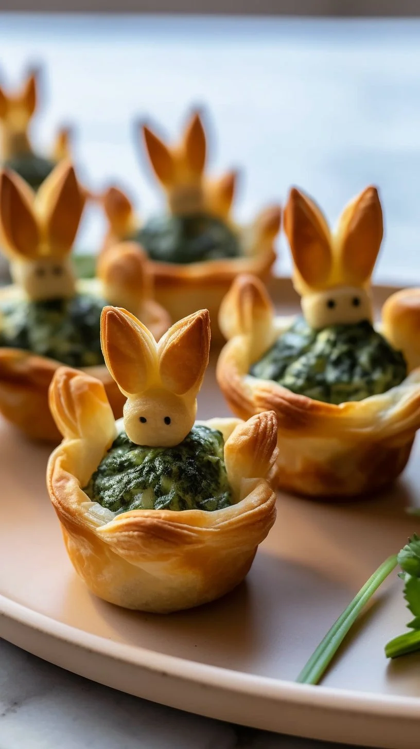 Easter Bunny Crescent Bites, festive Easter treats shaped like bunnies.