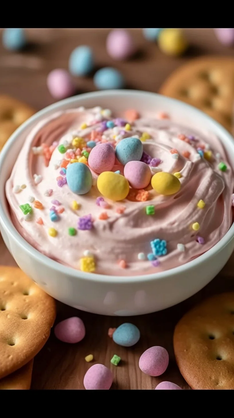 A tasty Easter Dip served with colorful vegetables and chips for festive celebrations.