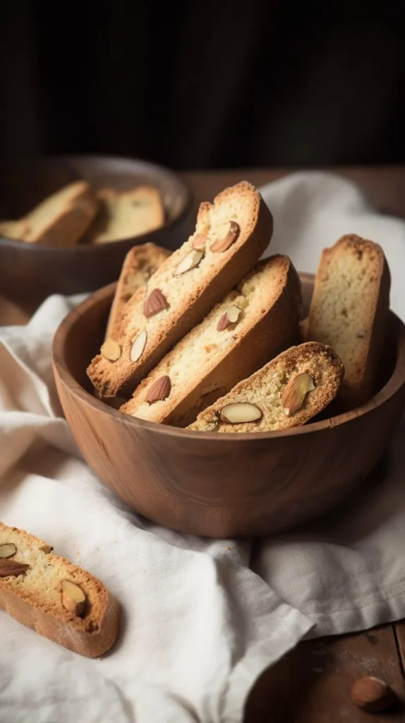 Batch of extra crispy keto biscotti on a wooden table