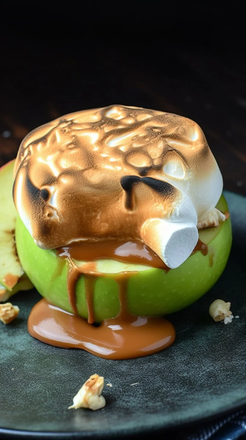 Delicious Green Apple S’mores with toasted marshmallows and chocolate