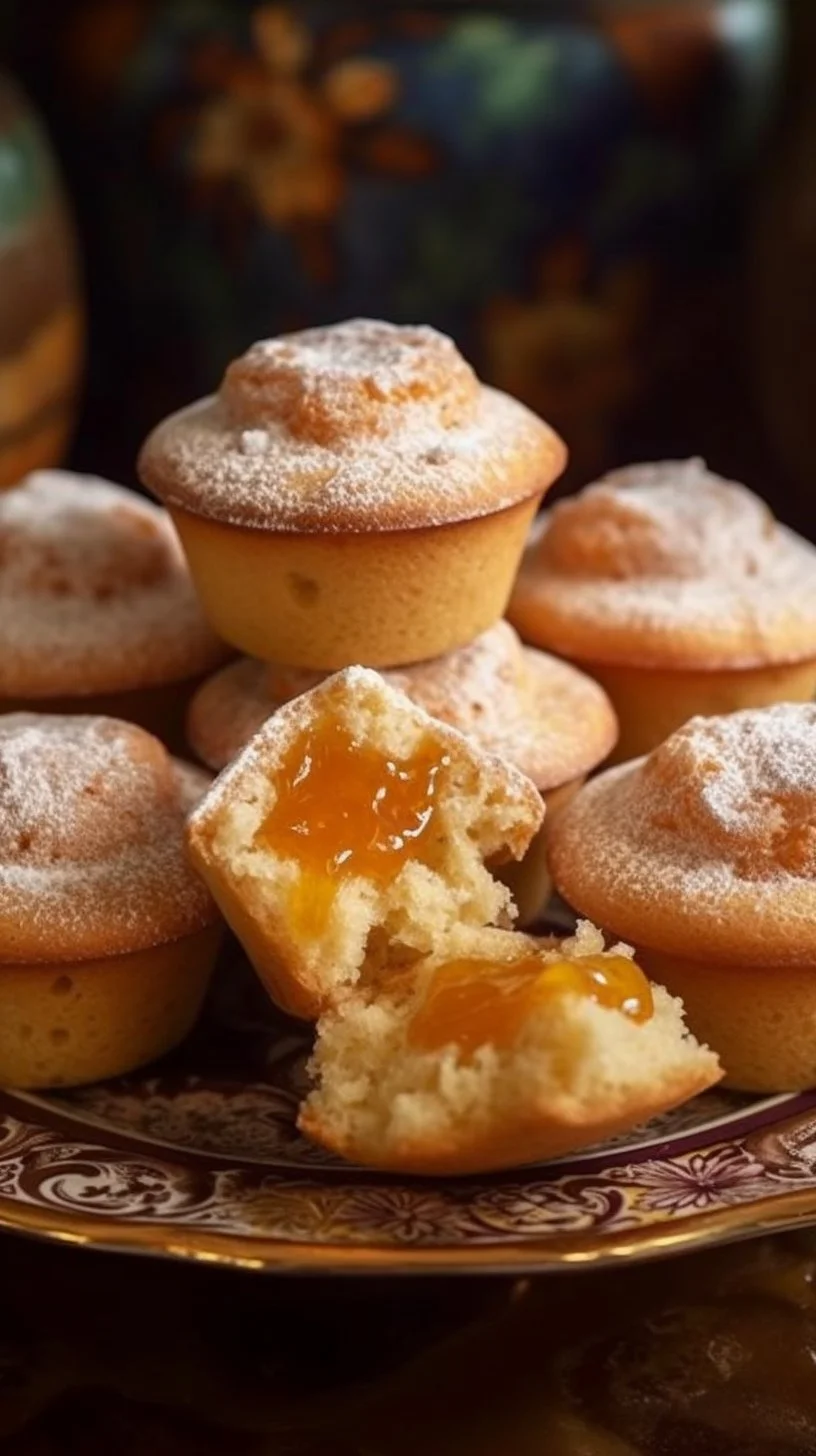 Delicious Hertzoggies dessert filled with jam and covered in coconut.