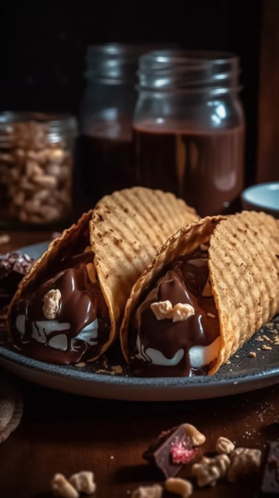 Delicious homemade Choco Tacos drizzled with chocolate sauce