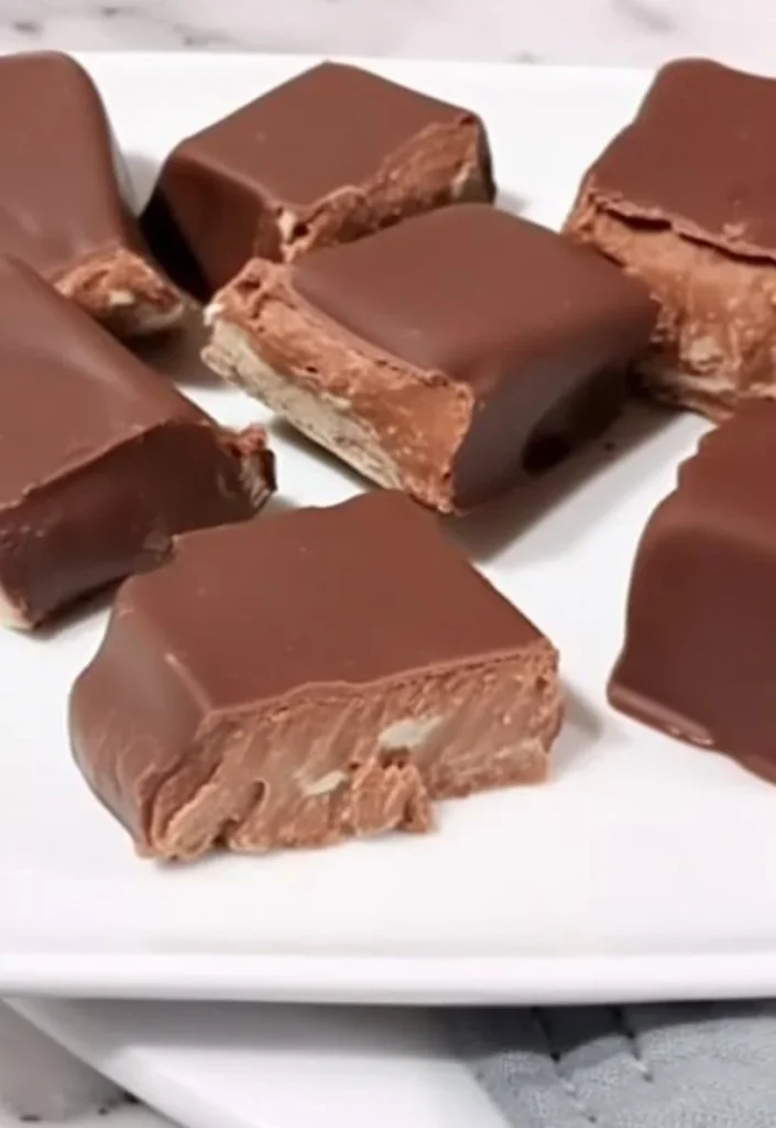 Homemade keto Musketeer candy bars on a wooden table