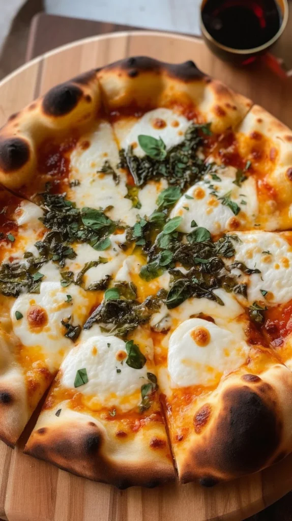 Irresistible white sauce pizza topped with creamy garlic sauce and fresh ingredients.