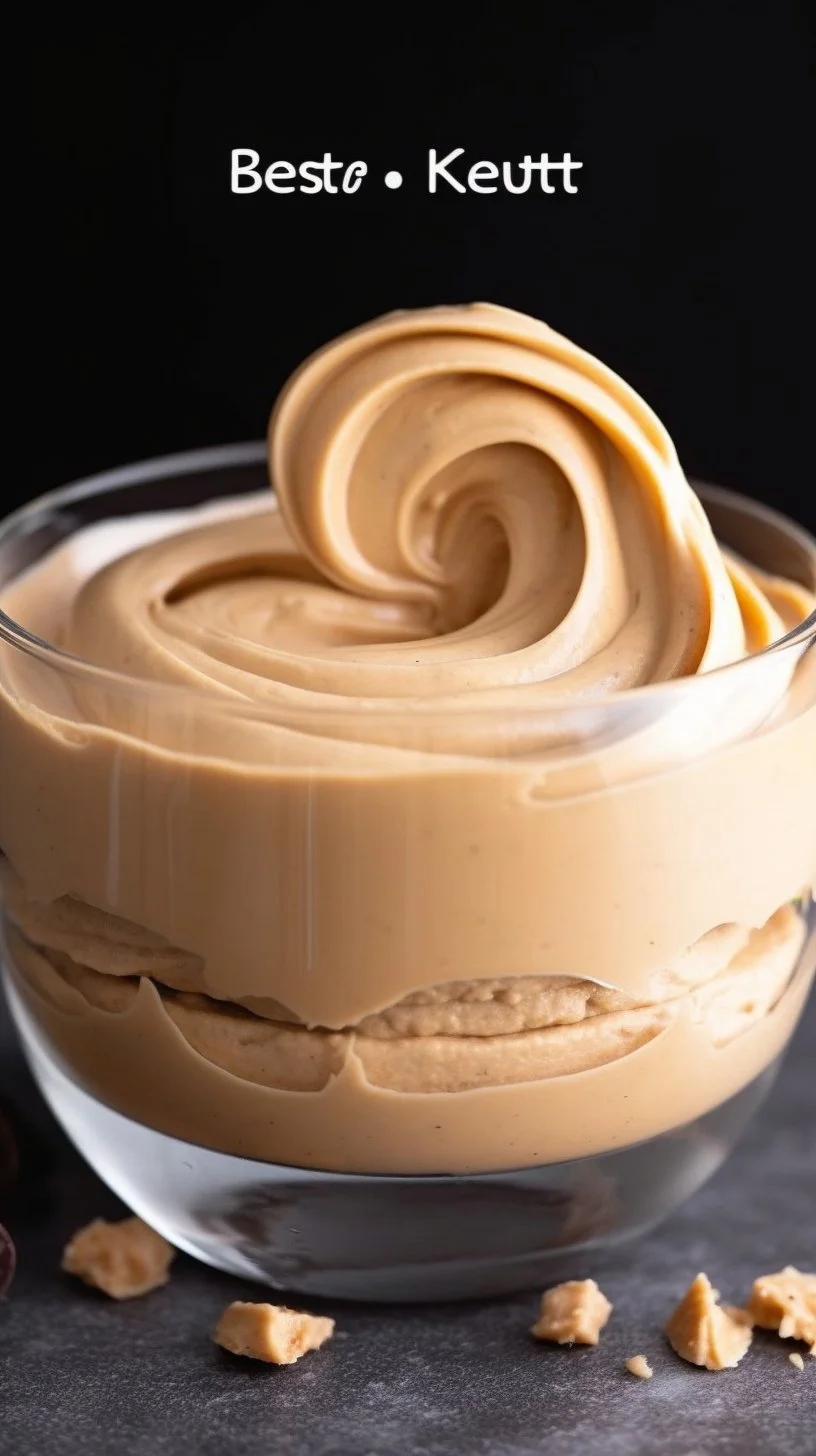 Delicious Keto Peanut Butter Mousse topped with whipped cream and chocolate shavings.
