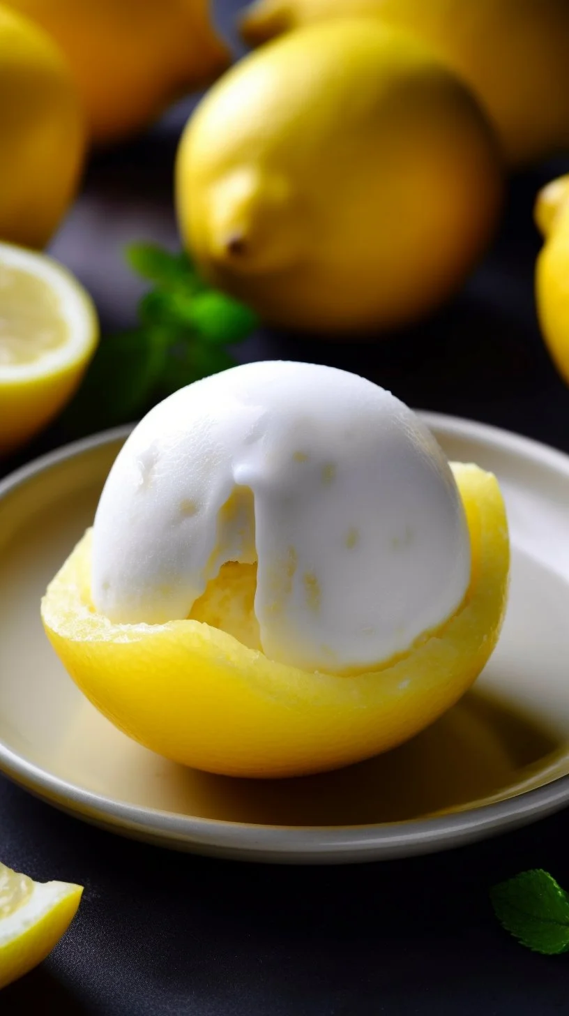 Refreshing lemon sorbet dessert served in a bowl