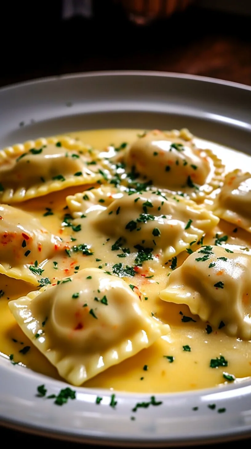 Delicious Lobster Ravioli served with a zesty Lemon Butter Sauce