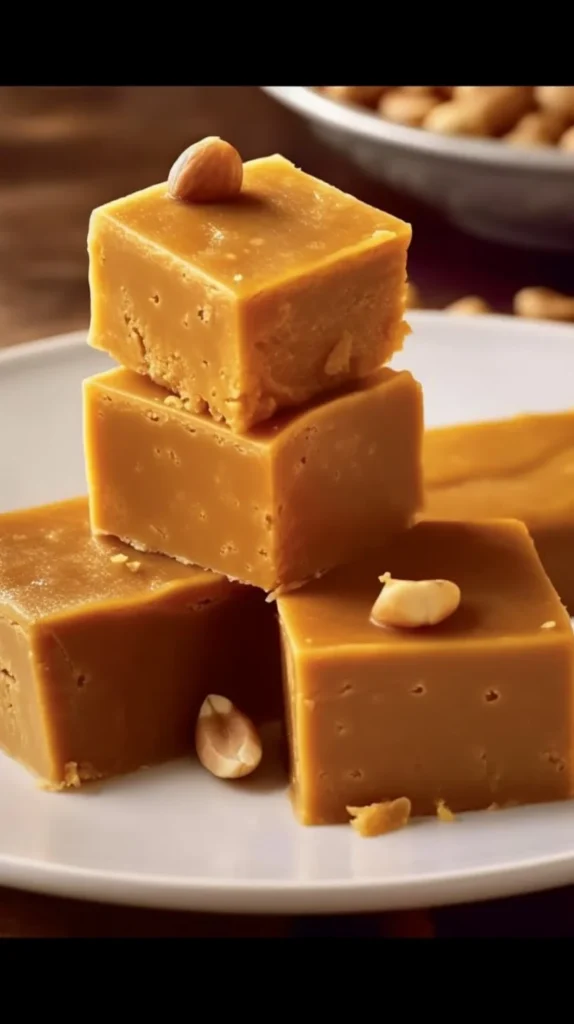 Delicious low carb cream cheese peanut butter fudge in a square shape