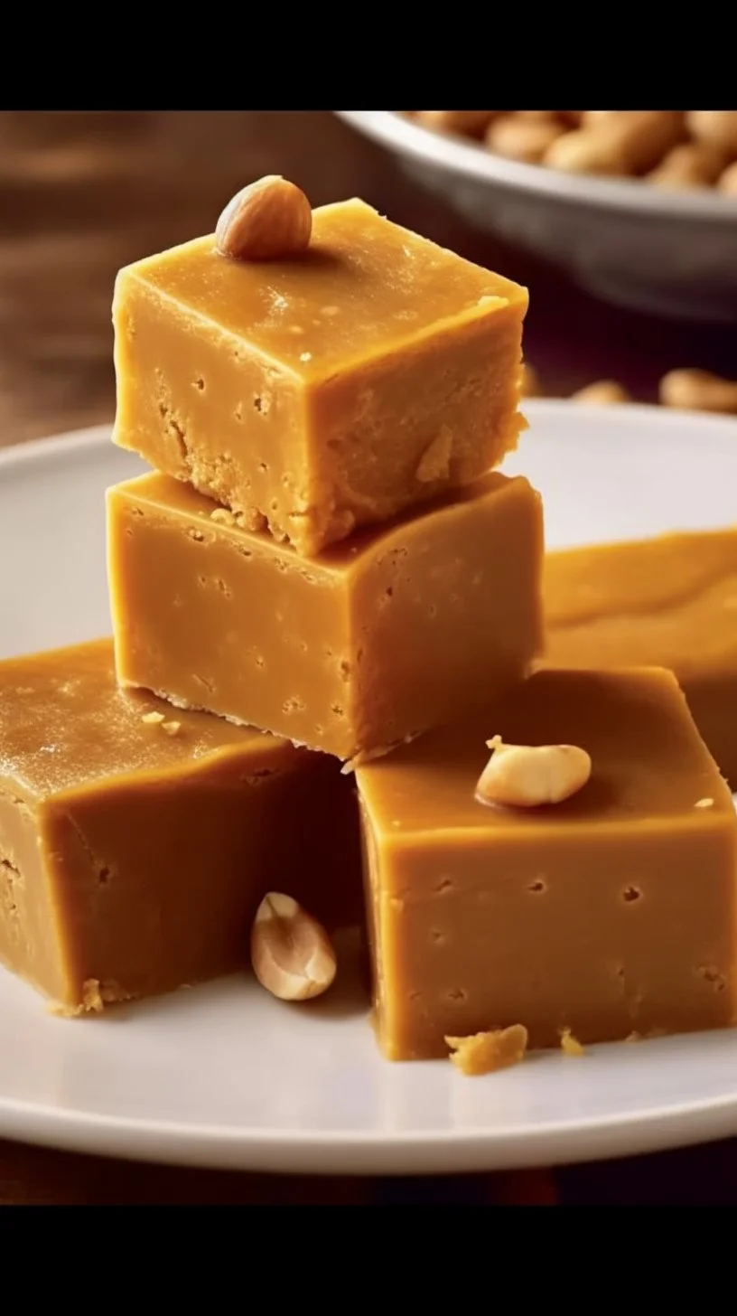 Delicious low carb cream cheese peanut butter fudge in a square shape