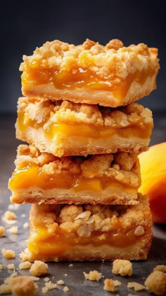 Mango Oatmeal Crumble Bars with fresh mango and oatmeal topping