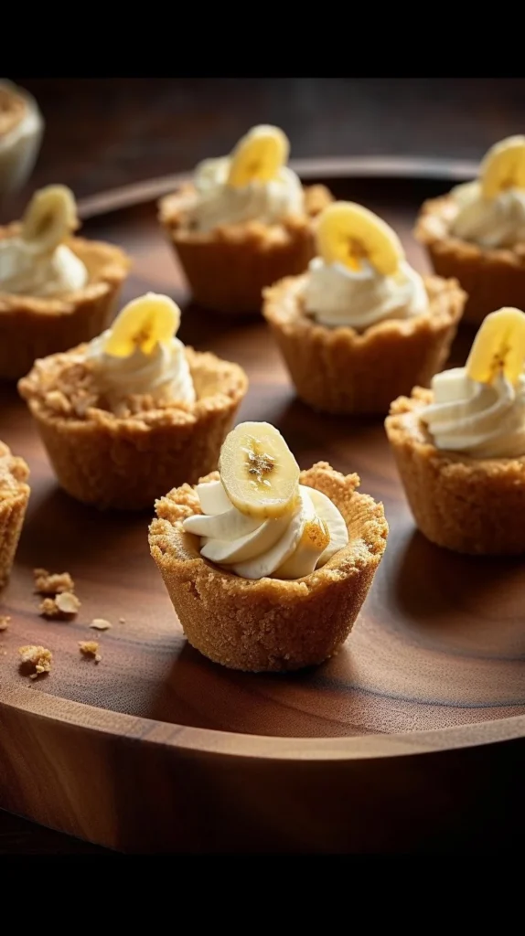 Mini Banana Cream Pies served on a decorative plate