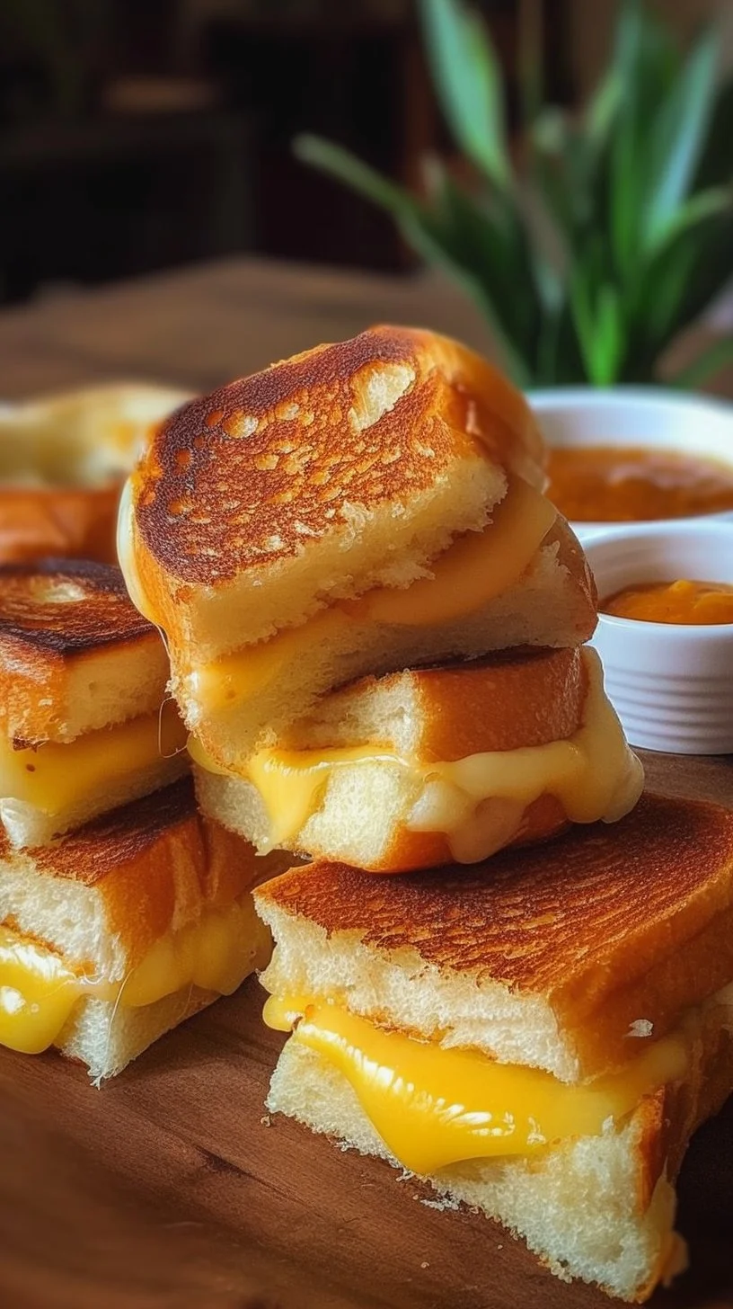 Mini grilled cheese Hawaiian rolls served on a platter.