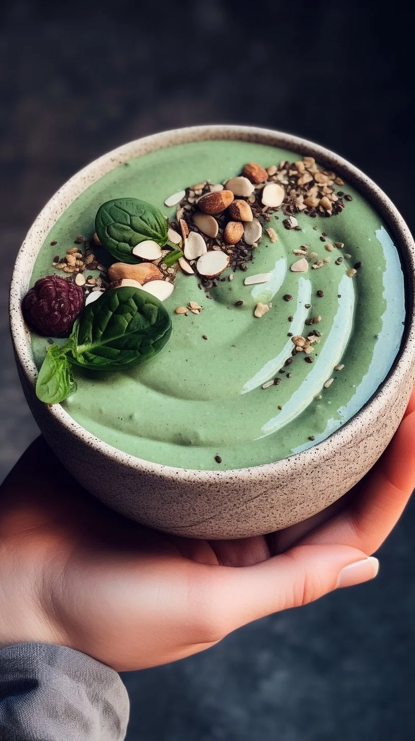Refreshing Mint Chip Smoothie with Spirulina in a glass