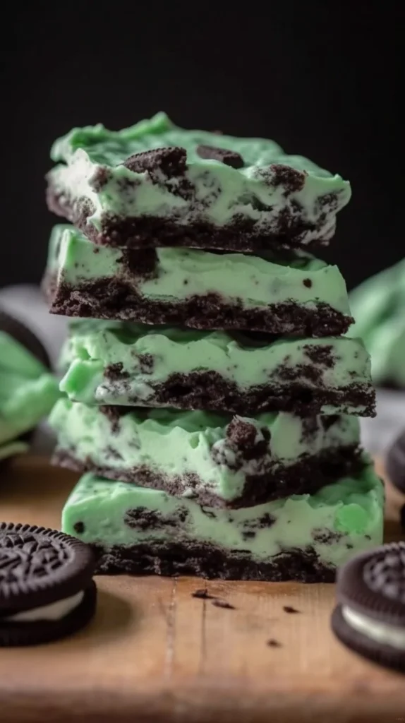 Delicious Mint Oreo Bark with green mint chocolate and crushed Oreos