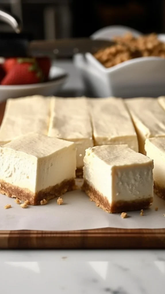 No Bake Greek Yogurt Cheesecake Squares served on a plate