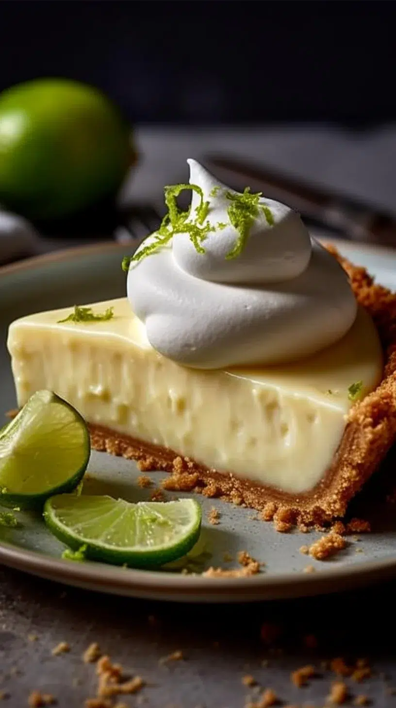 Delicious no-bake key lime pie with a graham cracker crust and lime zest topping