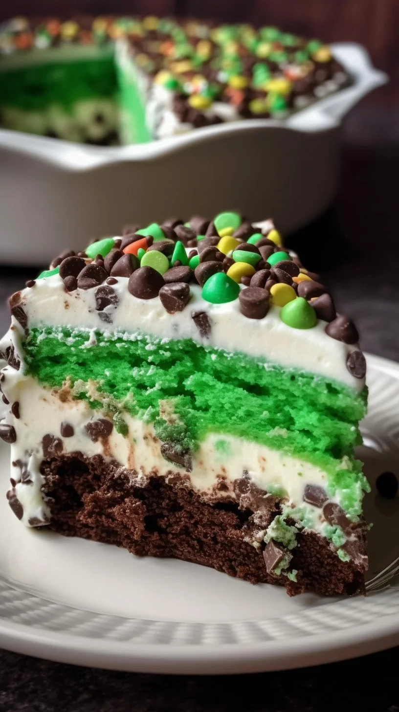 No Bake Shamrock Shake Dessert with mint and whipped cream topping in a glass