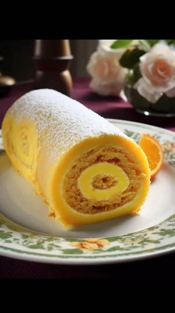 Delicious Orange Roll Cake with a creamy filling and vibrant orange zest