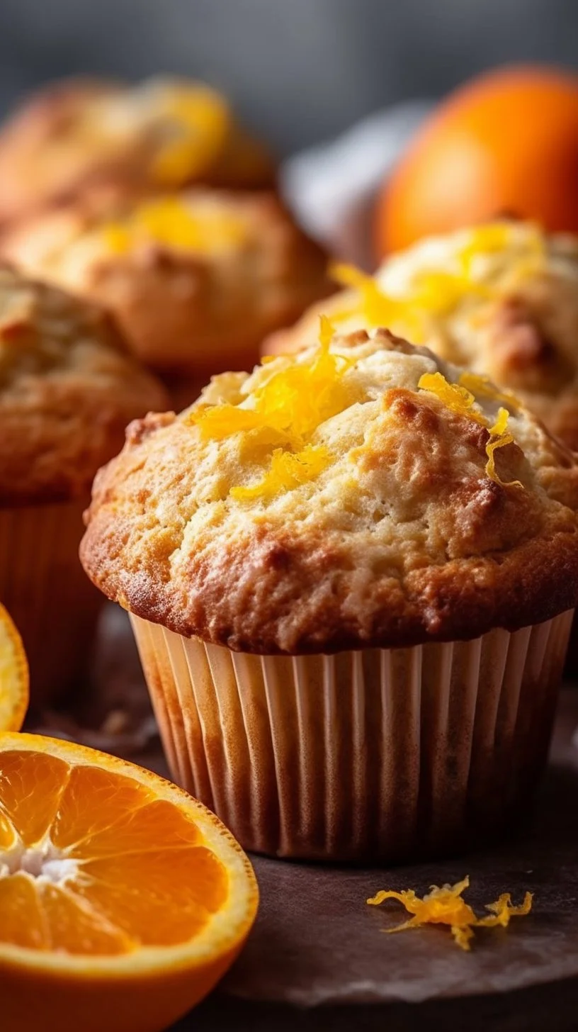 Freshly baked Orange Vanilla Buttermilk Muffins on a cooling rack