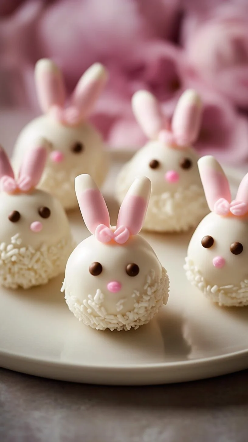 Delicious Oreo Bunny Truffles decorated for Easter.