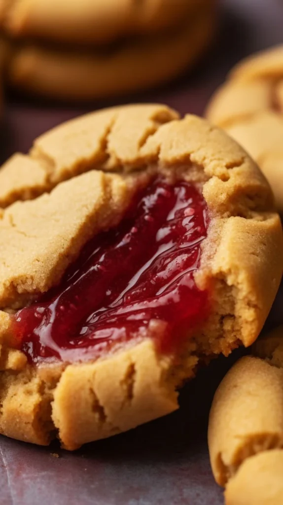 Delicious homemade Peanut Butter and Jelly Cookies with a sweet jam filling.