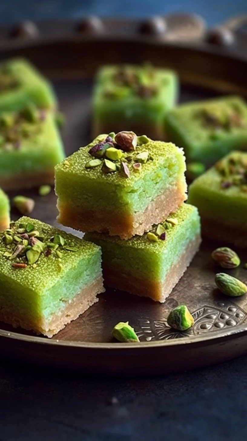 Delicious pistachio shortbread cookies on a plate
