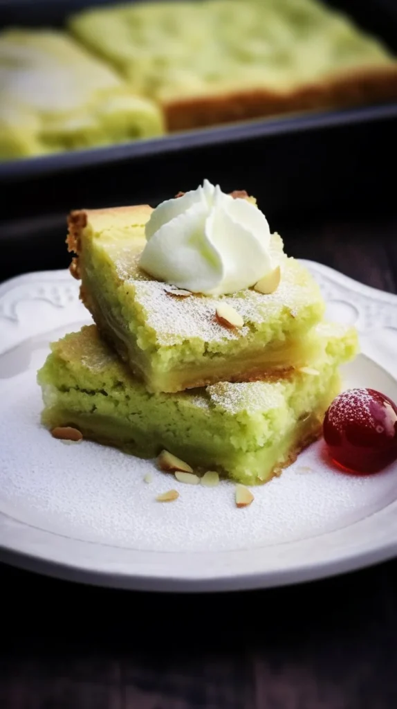Pistachio Sticky Butter Cake topped with nuts and syrup
