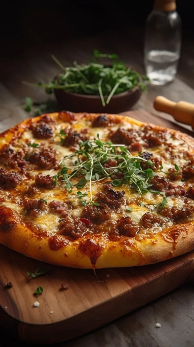 Sausage Ricotta Honey Hot Pizza topped with sausage, ricotta, and honey