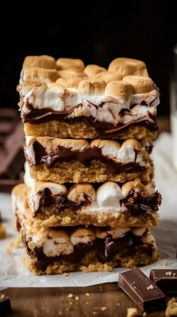 Delicious smores bars made with chocolate, marshmallows, and graham crackers
