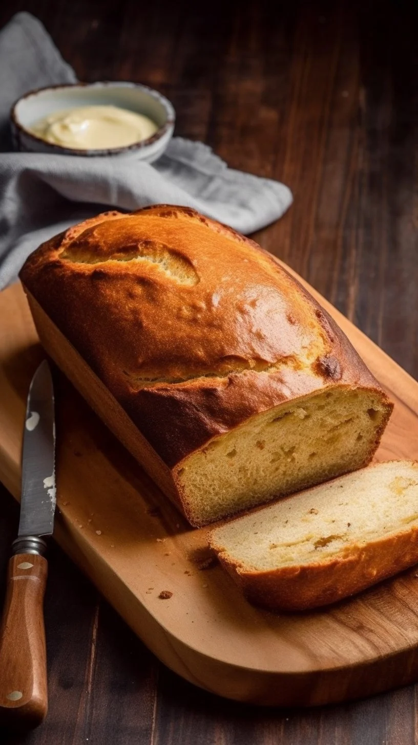 Loaf of Southern Peach Bread with slices and fresh peaches