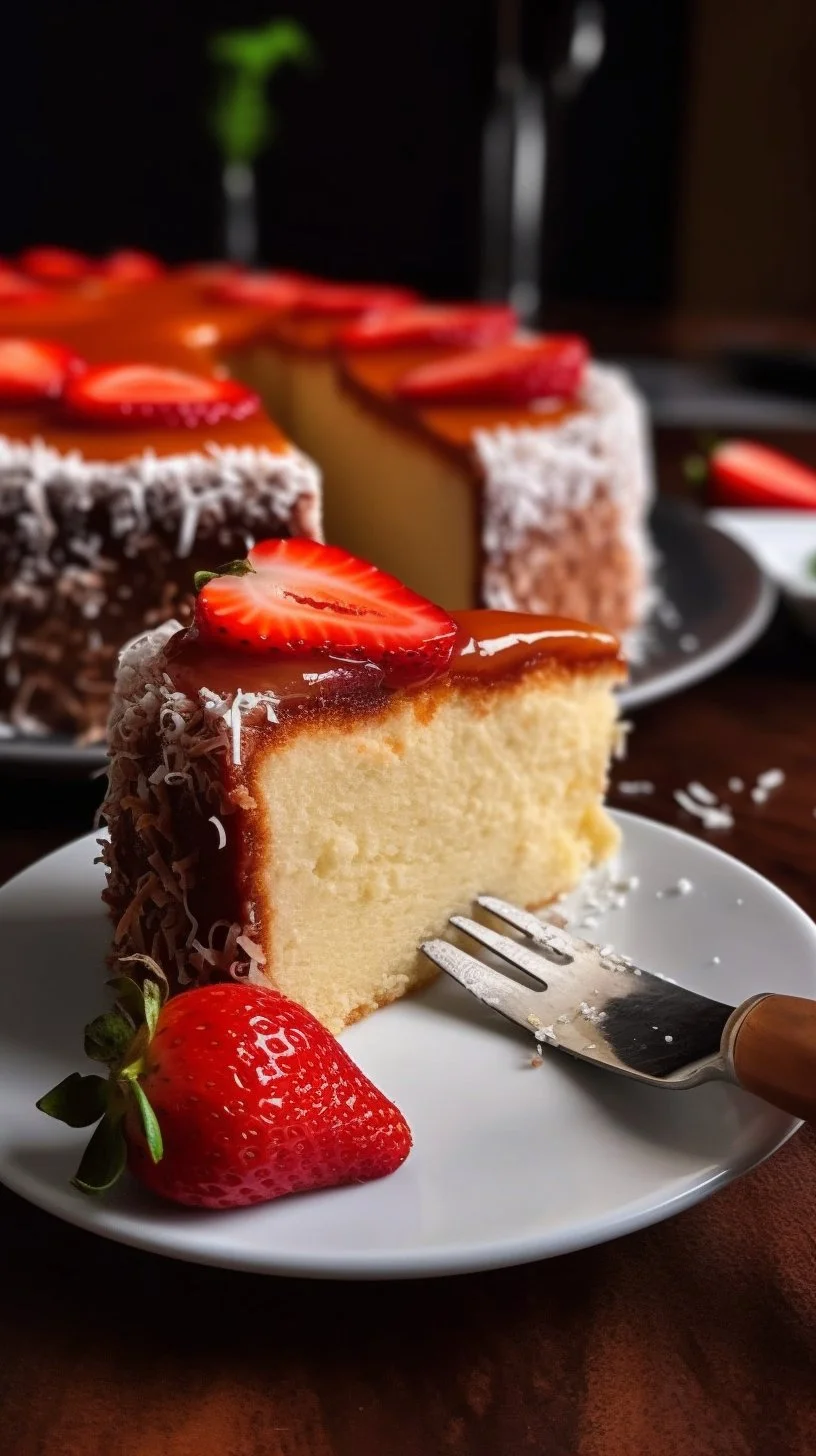 Delicious homemade strawberry cheesecake topped with fresh strawberries.