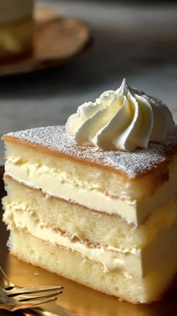 Delicious vanilla custard cream squares served on a white plate.