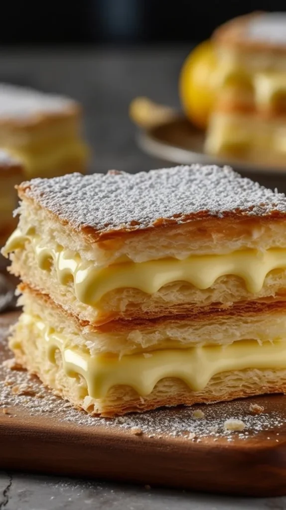 Delicious Vanilla Custard Cream Squares served on a plate
