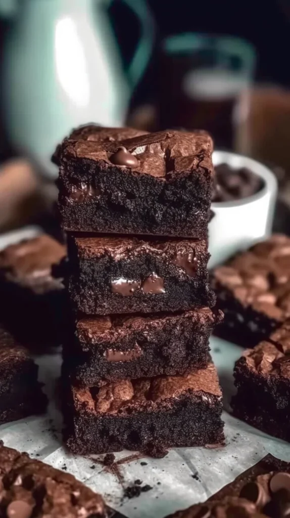 Delicious zero sugar brownies on a plate garnished with nuts and chocolate.