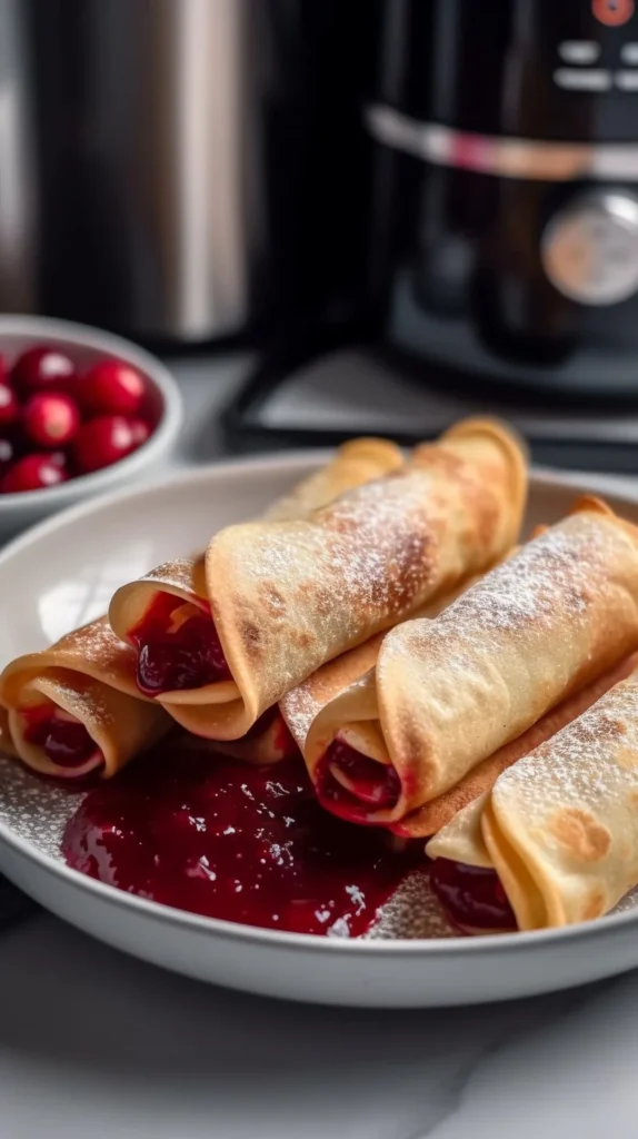 Air fryer cherry pie taquitos with a crispy exterior and cherry filling
